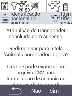 VitalControl: Menu Novo na fazenda, sem transponder