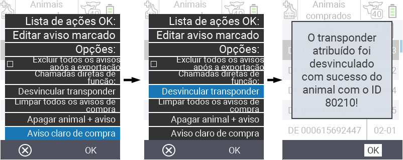 VitalControl: Lista de animais comprados, exportação csv