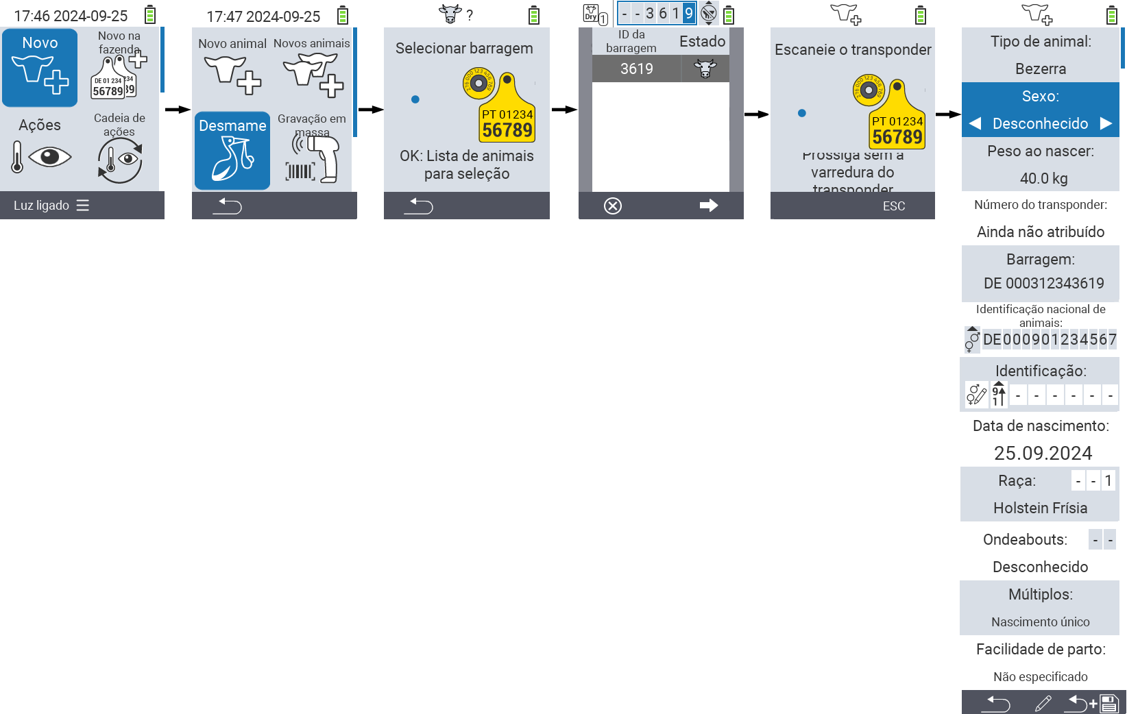 VitalControl: Caminho do menu Novo Parto