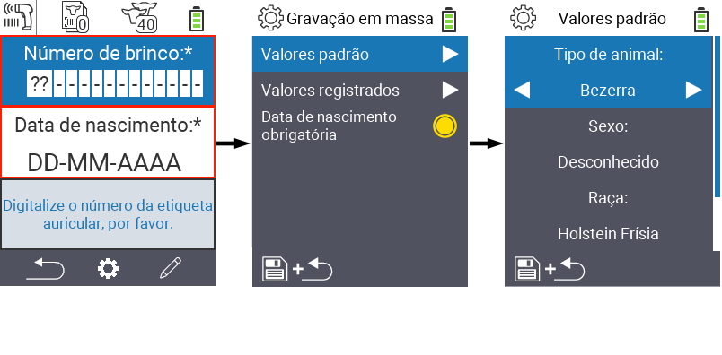 VitalControl: Menu Novos Valores Padrão
