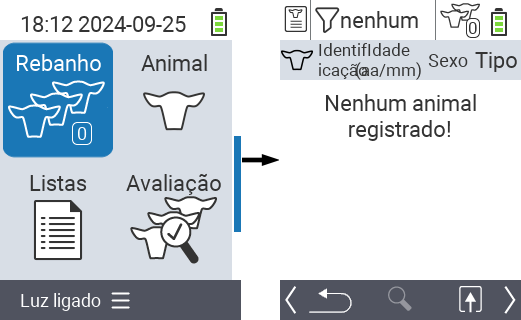 VitalControl: Item de menu principal ‘Herd’, nenhum animal registrado