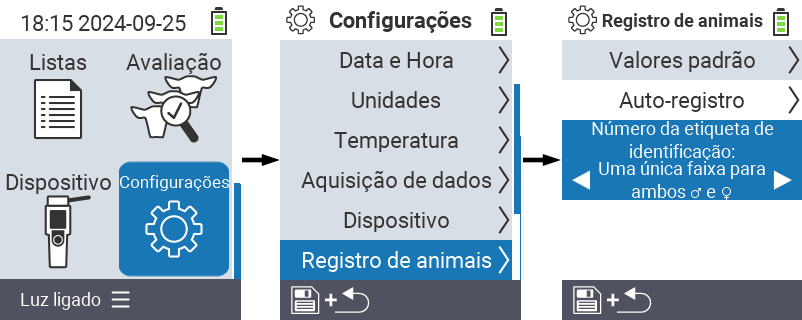 VitalControl: menu de configurações Atribuição do número da etiqueta auricular