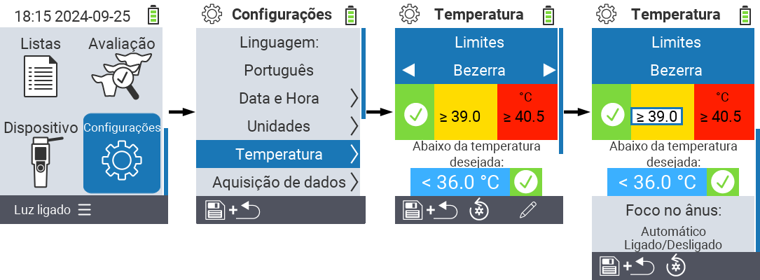VitalControl: menu settings threshold & temperature ranges