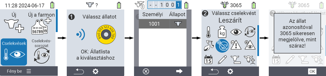 VitalControl: Menu Actions Dry off