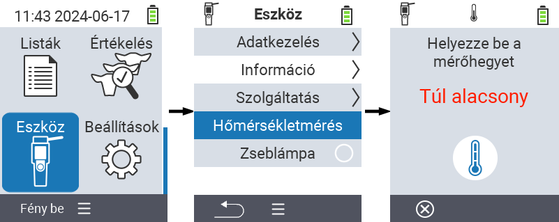VitalControl: Menu Device Temperature measurement