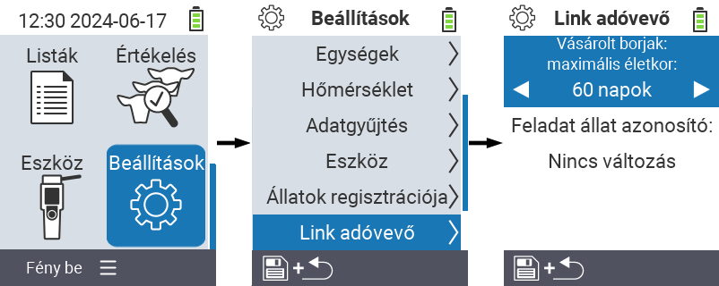 VitalControl: menu settings link transponder