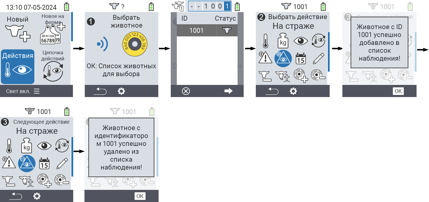 VitalControl: Меню Действия На контроле
