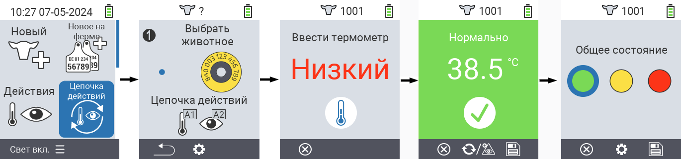 VitalControl: Меню цепочки действий