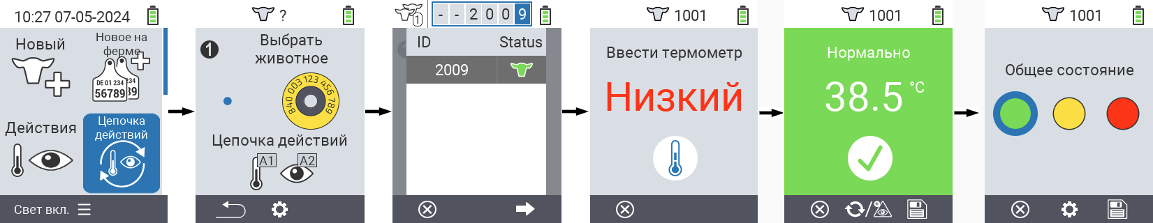 VitalControl: Меню цепочки действий