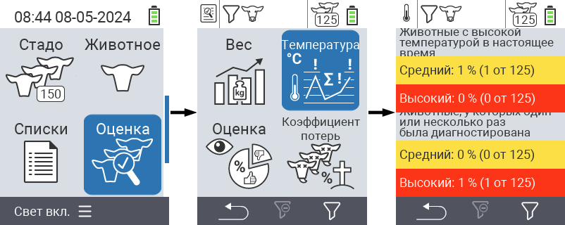 VitalControl: меню Оценка Оценить температуру