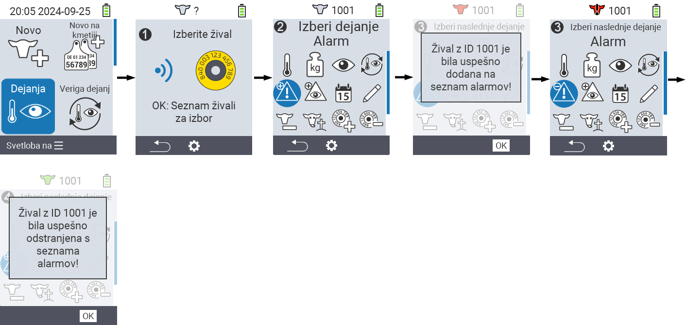 VitalControl: Menu Actions Alarm