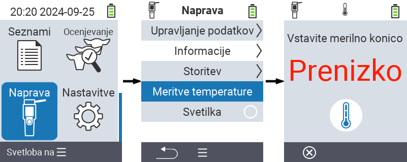 VitalControl: Menu Device Temperature measurement