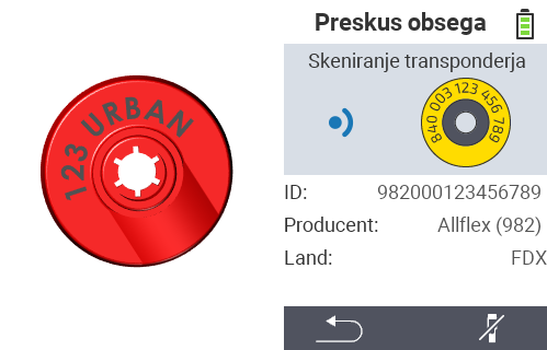 VitalControl: preverjanje transponderja od proizvajalca