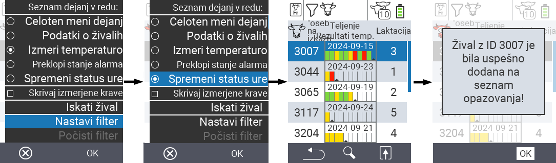 VitalControl Seznami Seznam svežih krav
