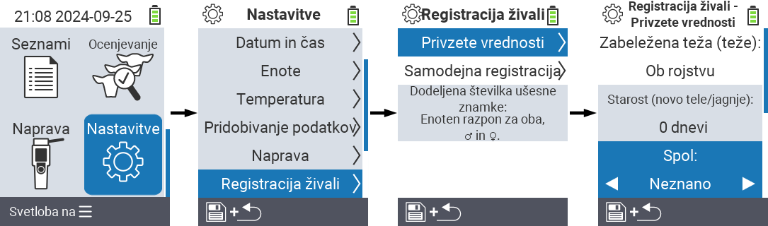 VitalControl: menu settings Set sex