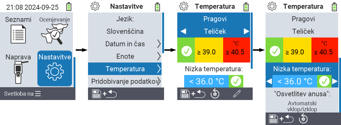 VitalControl: menu settings undertemperature