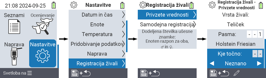 VitalControl: meni nastavitve lokacije