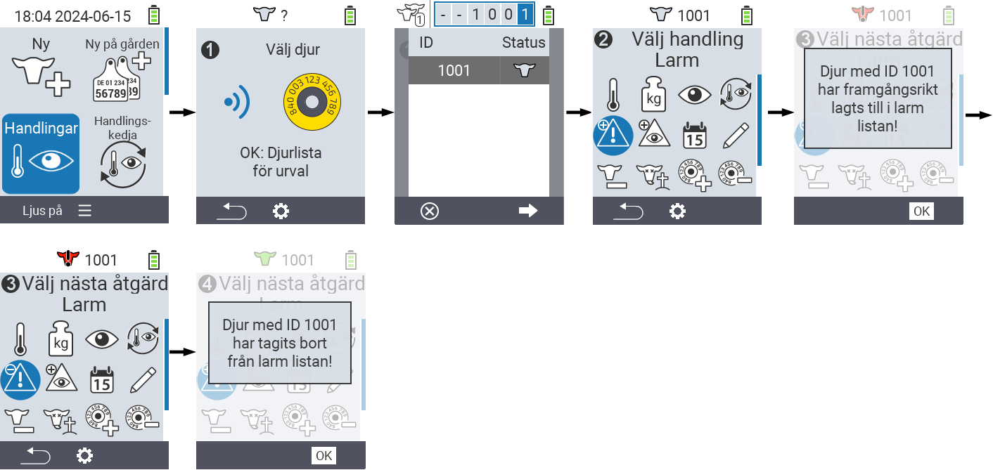 VitalControl: Menu Actions Alarm