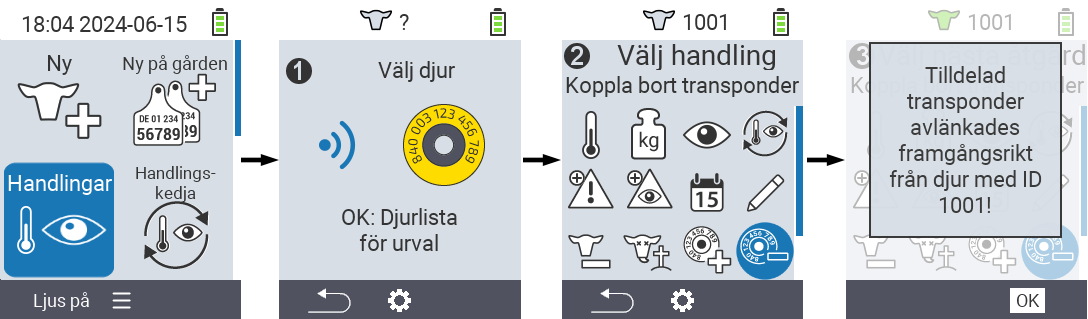VitalControl: Menyåtgärd Avlänka transponder
