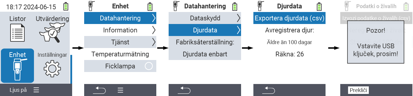 VitalControl: Menyväg dataexport