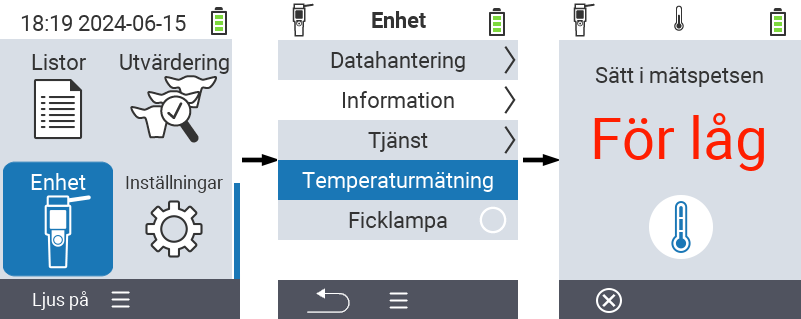 VitalControl: Menu Device Temperature measurement