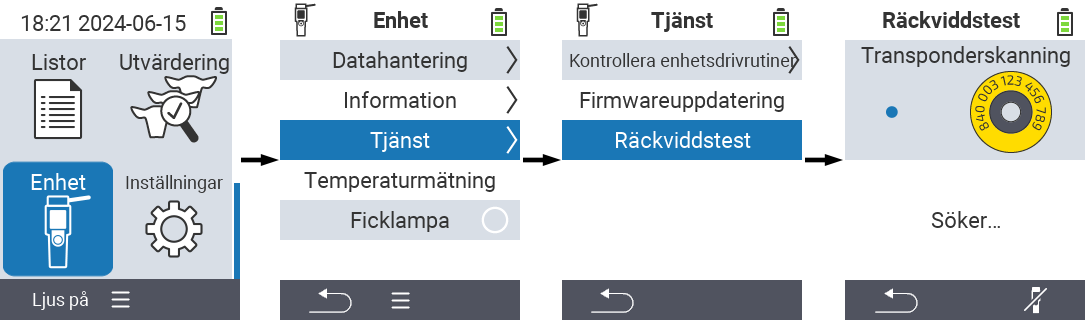 VitalControl: Menyväg Räckviddstest RFID-skanner