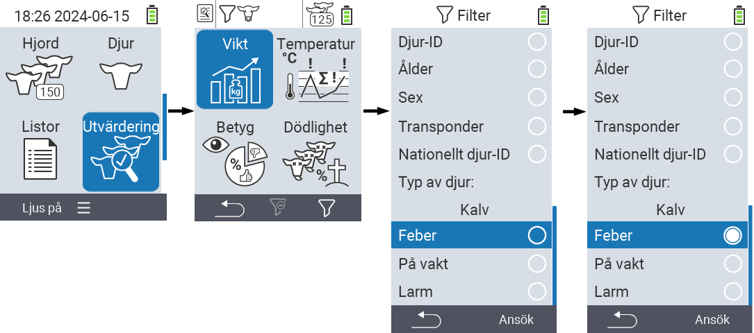 VitalControl: menu Evaluation Create filter