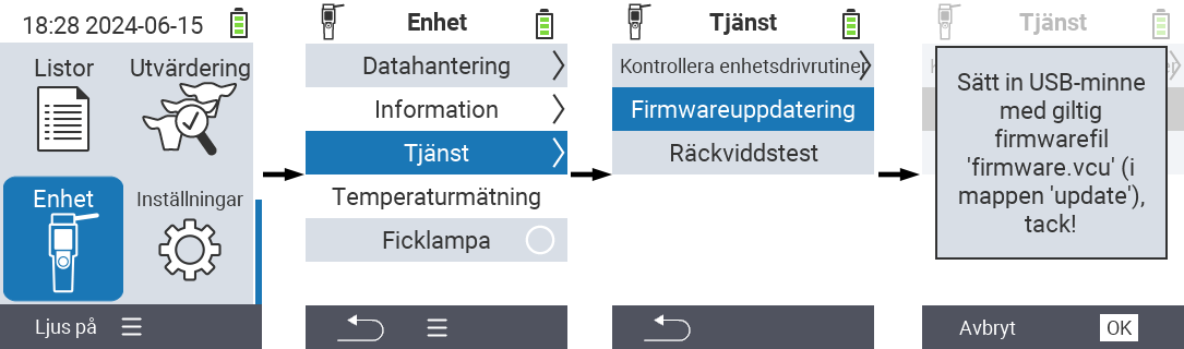 VitalControl: menyväg firmware-uppdatering