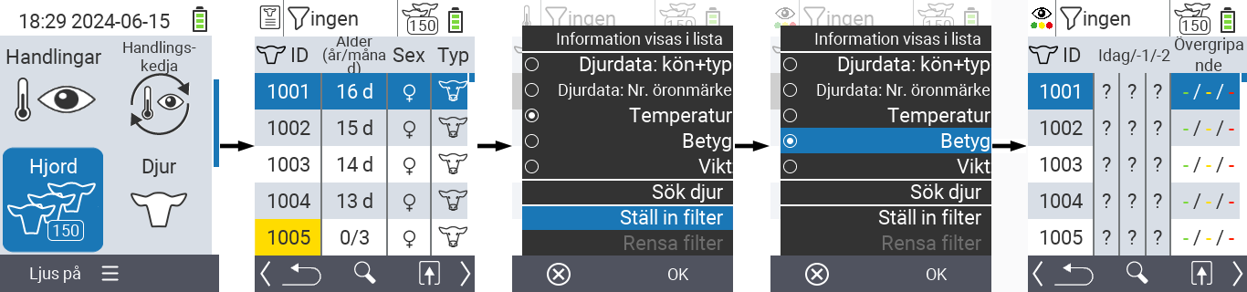 VitalControl: Meny Besättning