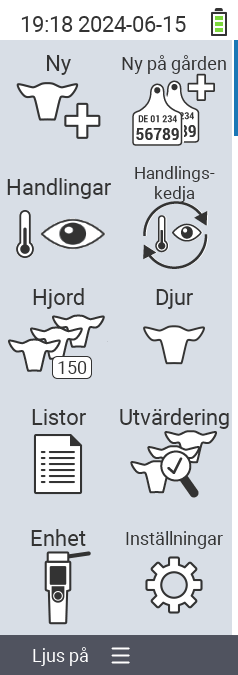 VitalControl Huvudmeny
