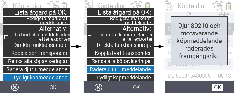 VitalControl: Lista över köpta djur, radera djur + anmälan