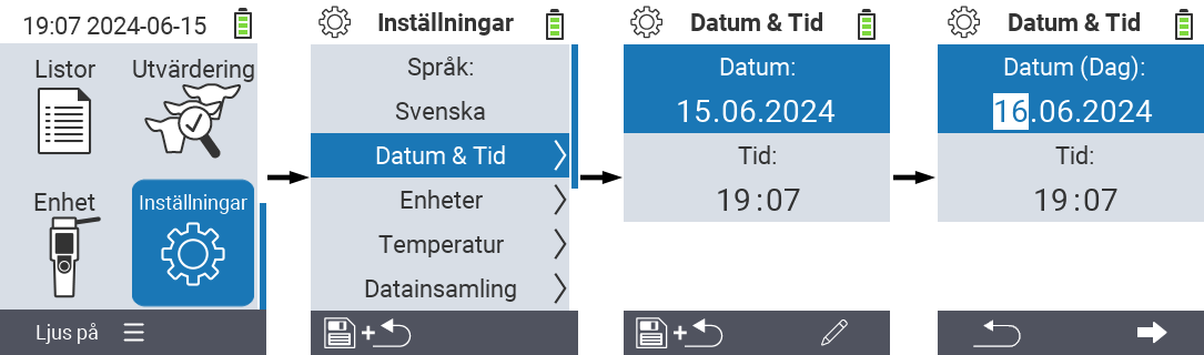 VitalControl: menyinställningar datum
