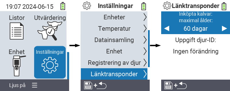 VitalControl: menu settings link transponder