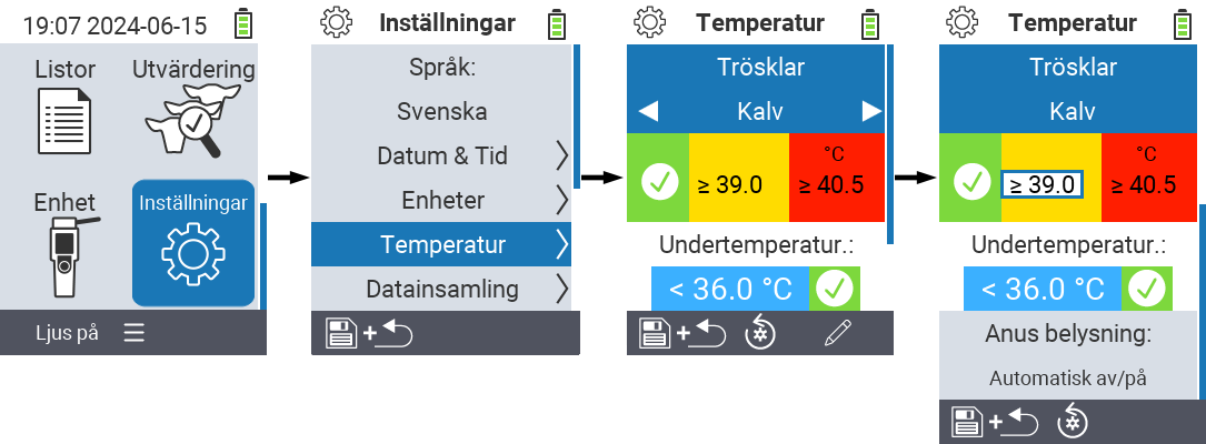 VitalControl: menu settings threshold & temperature ranges
