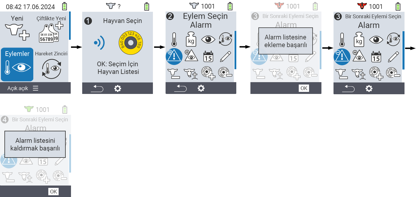 VitalControl: Menu Actions Alarm