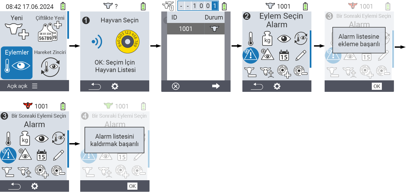 VitalControl: Menu Actions Alarm