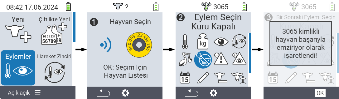 VitalControl: Menü Eylemleri Laktasyon olarak işaretle