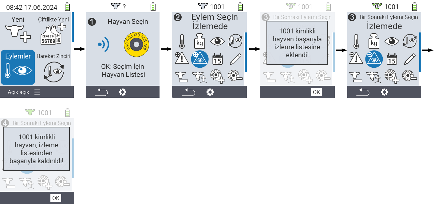 VitalControl: Menü Eylemleri İzleme Listesinde