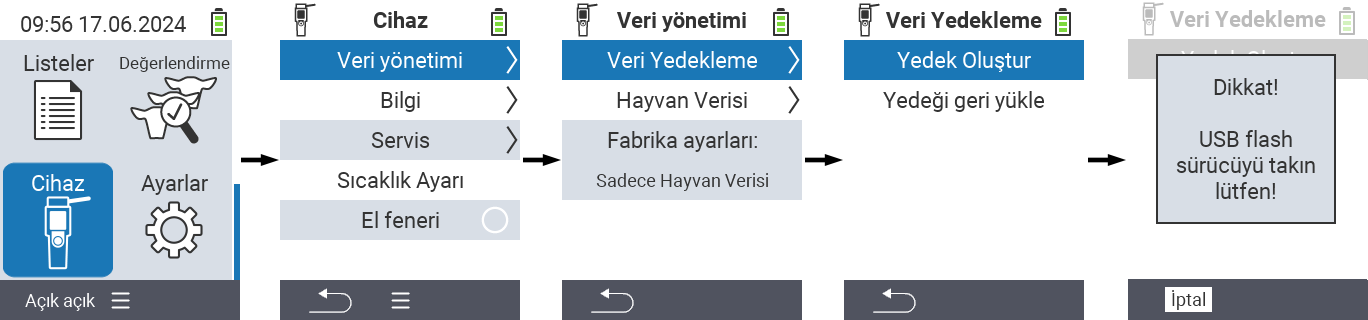 VitalControl: menü yolu veri yedekleme