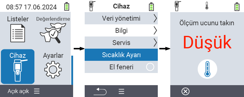 VitalControl: Menü Cihaz Sıcaklık ölçümü