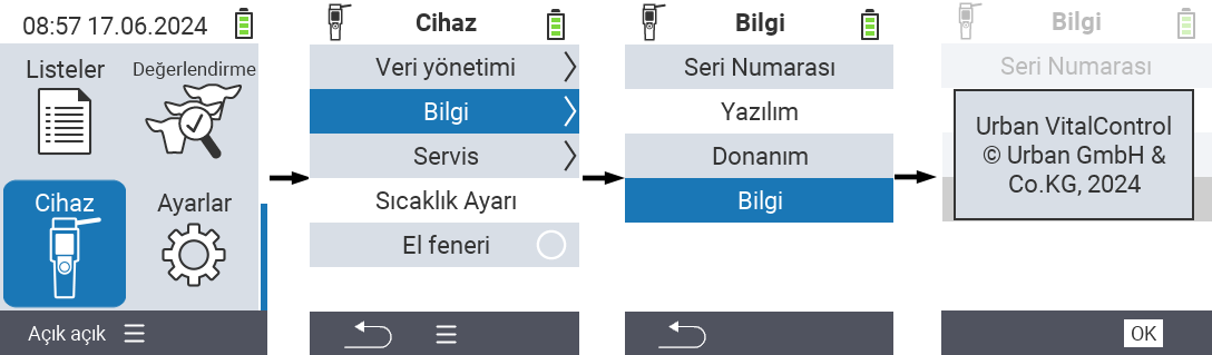 VitalControl: Menü Cihaz Bilgisi