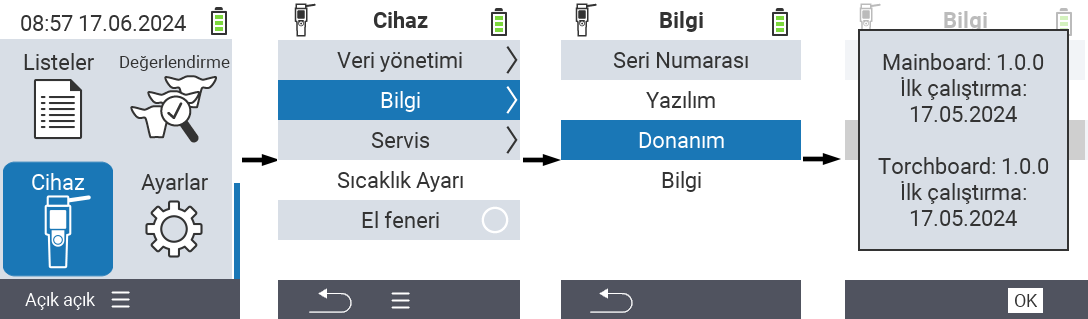 VitalControl: Menü Cihaz Bilgisi