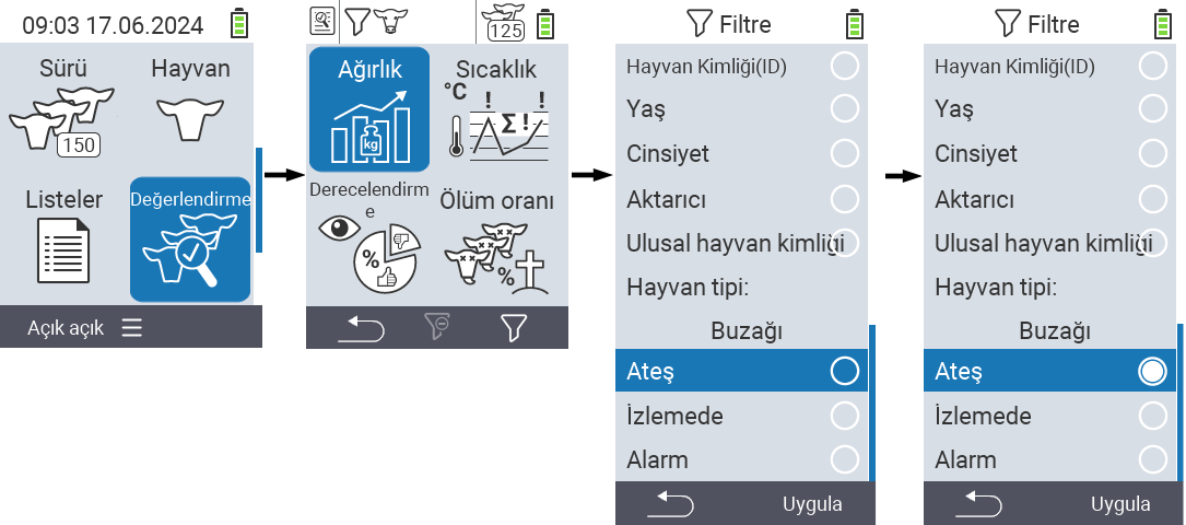 VitalControl: menu Evaluation Create filter