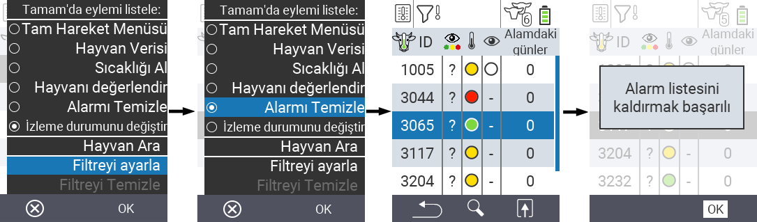VitalControl Listeleri Alarm Listesi