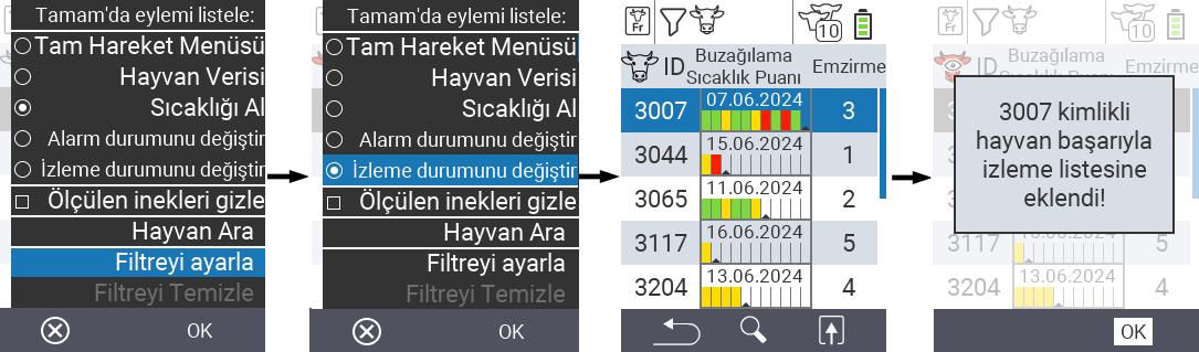 VitalControl Listeleri Taze inekler listesi