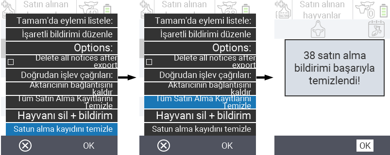 VitalControl: Satın alınan hayvanların listesi, satın alma bildirimlerini temizle