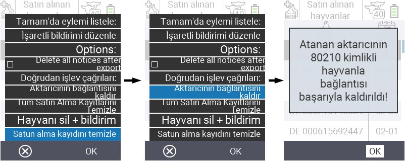 VitalControl: Satın alınan hayvanların listesi, csv dışa aktarma