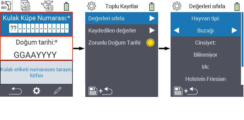 VitalControl: Menü Yeni Varsayılan değerler