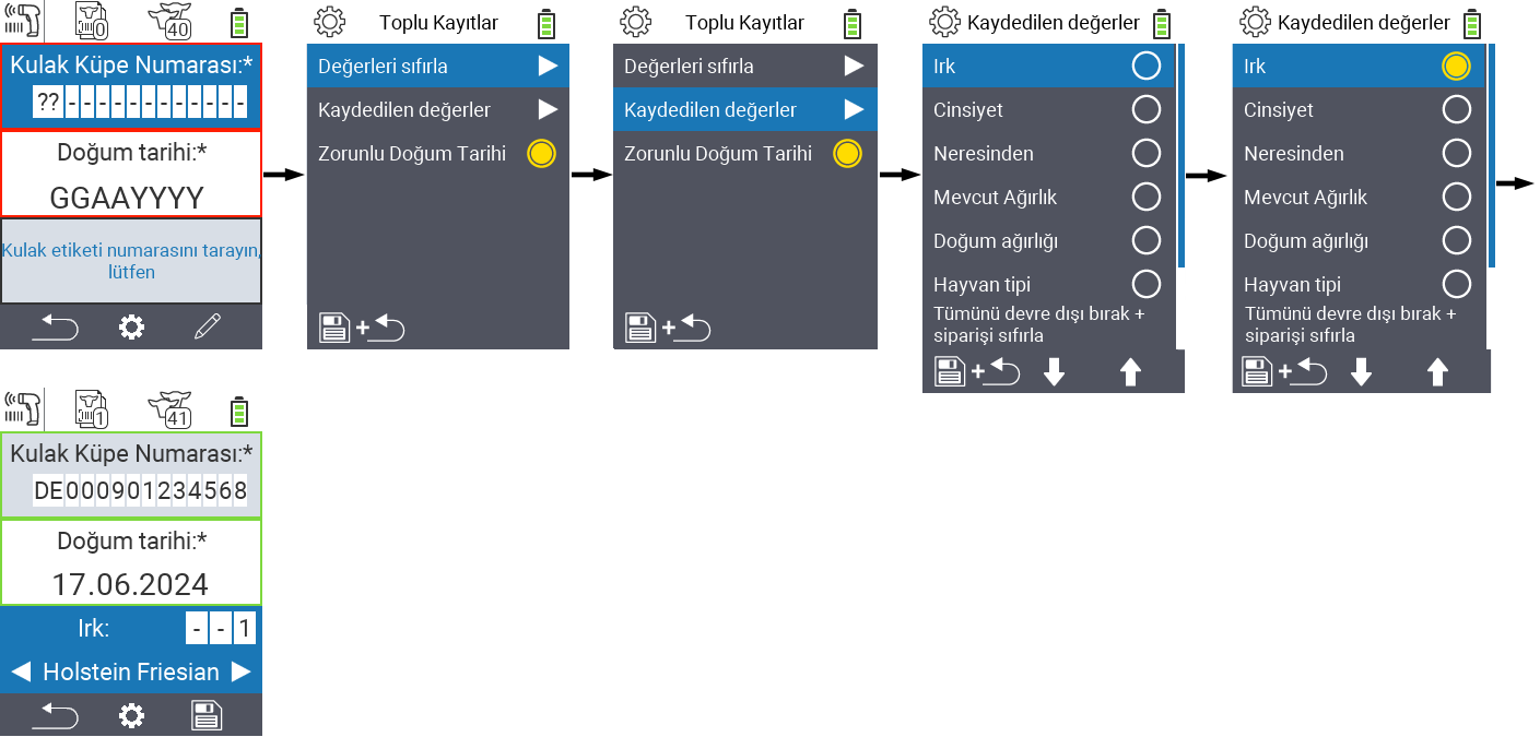VitalControl: Menü Yeni Kayıt değerleri
