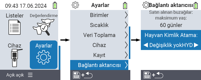 VitalControl: menu ayarları bağlantı transponder